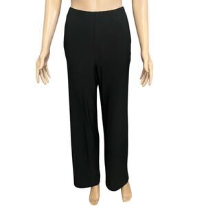 IC By Connie K Jersey Knit Pants Small Straight Leg Black Basic Elastic Waist